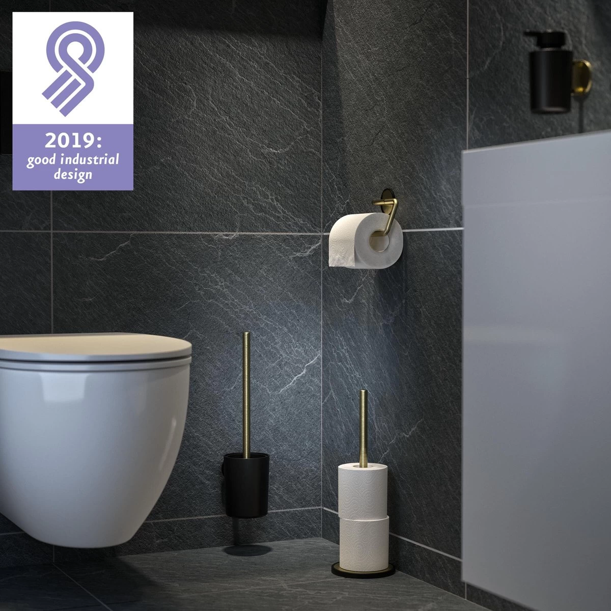 Tiger Tune - Toiletaccessoireset - Toiletborstel Met Houder - Toiletrolhouder Zonder Klep - Handdoekhaak – Messing Geborsteld / Zwart 11 Tiger Tune - Toiletaccessoireset - Toiletborstel Met Houder - Toiletrolhouder Zonder Klep - Handdoekhaak – Messing Geborsteld / Zwart - Image 11