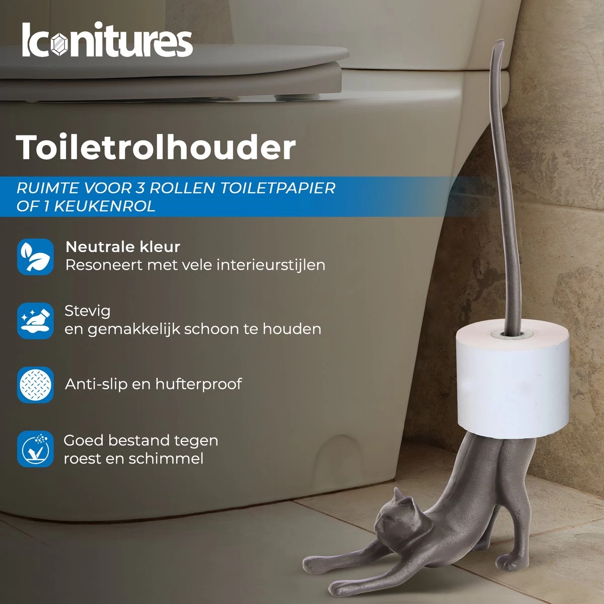 KAT Reserverolhouder - Toiletrolstandaard - Keukenrolhouder - WC Rolhouder Staand - Toiletrolhouder Staand - Reserverolhouders - Poes 5 KAT Reserverolhouder - Toiletrolstandaard - Keukenrolhouder - WC Rolhouder Staand - Toiletrolhouder Staand - Reserverolhouders - Poes - Image 5