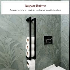 Homestic© - WC Rolhouder Zwart - Balto Industrieel Toiletrolhouder Zonder Boren - Robuuste Toiletrolhouder Met Opslag Voor WC Papier - 70x12x10 CM - Roestvrij Staal - Wit -Grohe Winkel 1200x1200 1603