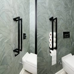 Homestic© - WC Rolhouder Zwart - Balto Industrieel Toiletrolhouder Zonder Boren - Robuuste Toiletrolhouder Met Opslag Voor WC Papier - 70x12x10 CM - Roestvrij Staal - Wit -Grohe Winkel 1200x1200 1604