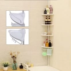 Hoppa! Telescopisch Doucherek Zonder Boren / Uitschuifbaar Douche Rek Van 85-305 Cm - Badopbergrek - Wit -Grohe Winkel 1200x1200 1664