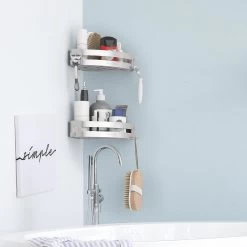 Sanicraft® Doucherekje - Doucherekje Zonder Boren - Geschikt Voor Elk Type Muur - Doucherekje Hangend - Doucheplank - Doucherekje Hoek - Doucherekje Zilver -Grohe Winkel 1200x1200 1680