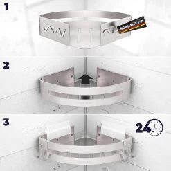 Sanicraft® Doucherekje - Doucherekje Zonder Boren - Geschikt Voor Elk Type Muur - Doucherekje Hangend - Doucheplank - Doucherekje Hoek - Doucherekje Zilver -Grohe Winkel 1200x1200 1682