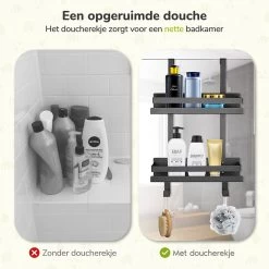 Doucherek Zonder Boren - Zwart - 2-Laags Doucherekje - Hangend Aan Douchewand -Grohe Winkel 1200x1200 1686