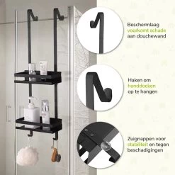 Doucherek Zonder Boren - Zwart - 2-Laags Doucherekje - Hangend Aan Douchewand -Grohe Winkel 1200x1200 1687