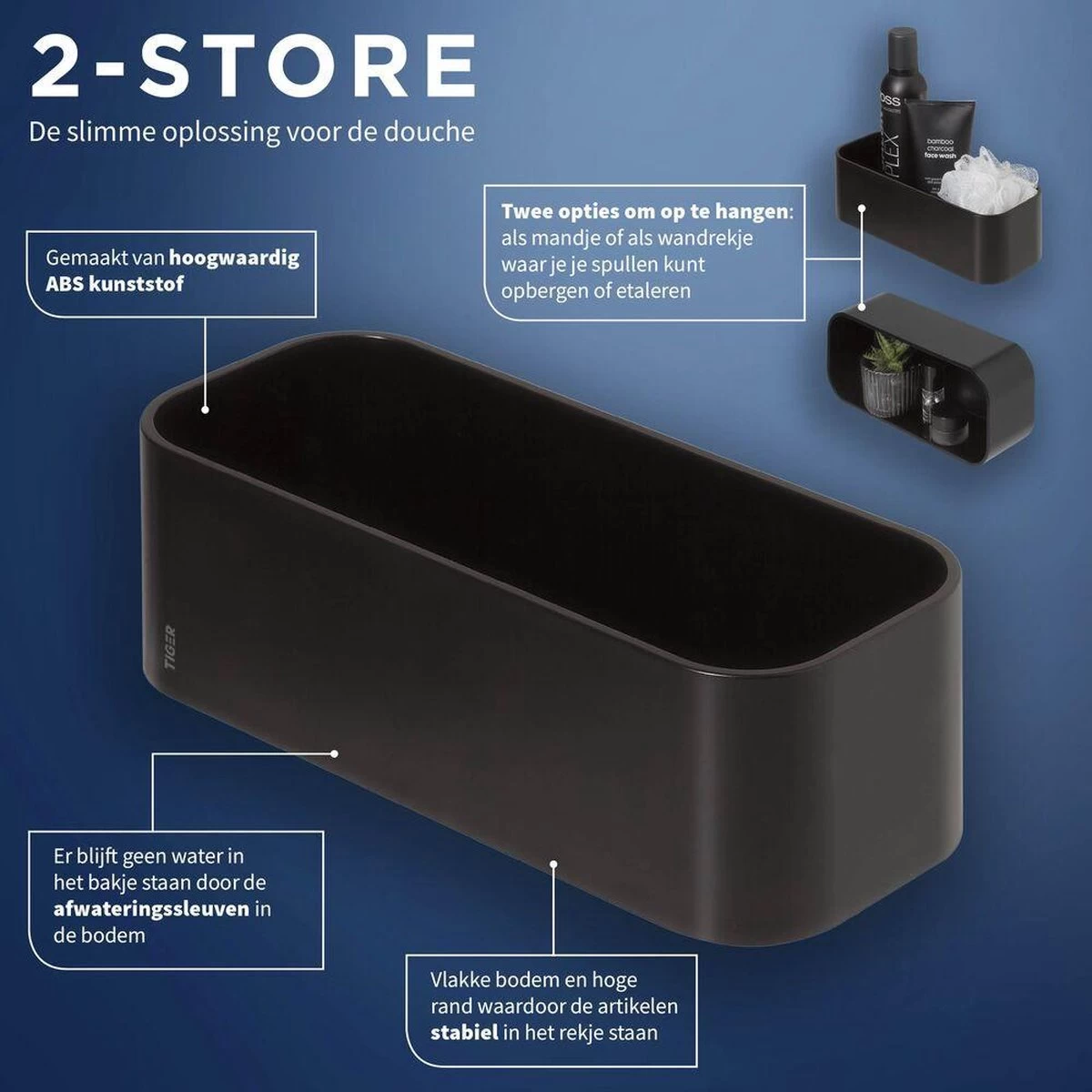 Tiger 2-Store - Wandrekje / Douchemandje - 25 Cm - Zwart 3 Tiger 2-Store - Wandrekje / Douchemandje - 25 Cm - Zwart - Afbeelding 3
