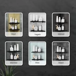 Dubbele Doucherek Zwart Zonder Boren – Sterke Lijmbasis - Badkamer Rek – Hoek – Doucherekjes – Incl. Schroeven – Incl. 2 Haken -Grohe Winkel 1200x1200 1723