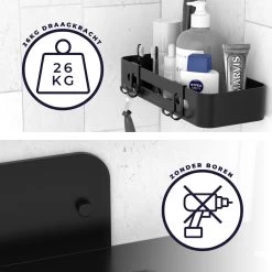 Doucherekje Van Sanicraft® - Doucherekje Zonder Boren - Geschikt Voor Elk Type Muur - Hangend - Roestvrij - 2 Stuks - Zwart -Grohe Winkel 1200x1200 1731