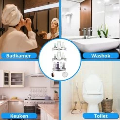 BrandtBergkamp RVS Doucherek 3 Laags – Zonder Boren – Doucherek Hangend – Badkamerrek Zilver -Grohe Winkel 1200x1200 1743