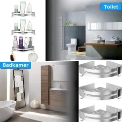 BrandtBergkamp RVS Doucherek 3 Laags – Zonder Boren – Doucherek Hangend – Badkamerrek Zilver -Grohe Winkel 1200x1200 1745