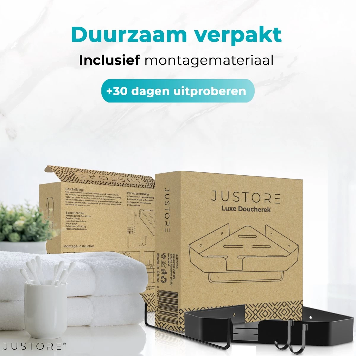 Luxe Doucherek Zonder Boren – 1/2/3 Laags – 32 Cm – Hangend – Aluminium – Zwart 11 Luxe Doucherek Zonder Boren – 1/2/3 Laags – 32 Cm – Hangend – Aluminium – Zwart - Image 11