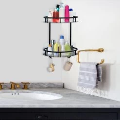 Zelfklevend Doucherek 2 Laags +Douche Bal - RVS - Mat Zwart -Grohe Winkel 1200x1200 1771