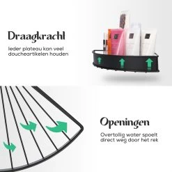 Avint Goods Telescopisch Doucherek Zonder Boren – 4 Laags Badkamerrek Staand – Douche Rek Hoekrek – Zwart -Grohe Winkel 1200x1200 1774