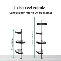 Avint Goods Telescopisch Doucherek Zonder Boren – 4 Laags Badkamerrek Staand – Douche Rek Hoekrek – Zwart -Grohe Winkel 1200x1200 1777