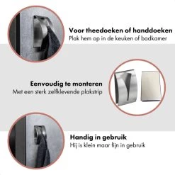 QUVIO Handdoek Houder RVS - Handdoek Of Theedoek Klem Met Plakstrip Voor In Keuken, Badkamer, Toilet Of Bijkeuken - Strak Design En Geen Schroeven Nodig - Staal - Klem - Theedoek -Grohe Winkel 1200x1200 1803
