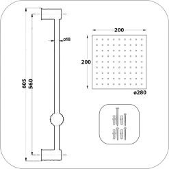 Regendouche XL Deluxe Met Glijstang - ø 28 Cm - Douchekop Met Slang En Stang - Vierkant - RVS - Chrome - Glijstangset - Spa - Wellness -Grohe Winkel 1200x1200 181