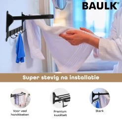 Baulk® - Droogrek – Handdoekrek – Droogrek Hangend – Inklapbaar - Badkamer – RVS – Zwart – Modern – Dutch Design -Grohe Winkel 1200x1200 1811