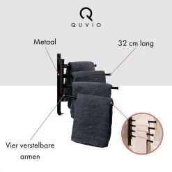 QUVIO Handdoekrek Met 4 Armen / Wandrek / Handdoekrek Keuken / Handdoekenrek Badkamer / Handdoekenrek / Handdoekrek / Handdoekrek Badkamer / Handdoekhaakjes / Handdoekhouder / Wandplank - Verstelbaar - Staal -Grohe Winkel 1200x1200 1815