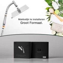 Regendouche XL Deluxe Met Glijstang - ø 28 Cm - Douchekop Met Slang En Stang - Vierkant - RVS - Chrome - Glijstangset - Spa - Wellness -Grohe Winkel 1200x1200 182