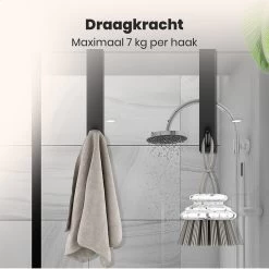 NovaQ Handoekhaakjes - Handoekhouder- Zwart - Douchewand Haak - Set Van 2 Stuks -Grohe Winkel 1200x1200 1823