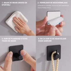 Qitch & Quisine Handdoekhaakjes - Set Van 3 Zwarte Haakjes - Zelfklevend - Waterbestendig - RVS -Grohe Winkel 1200x1200 1836