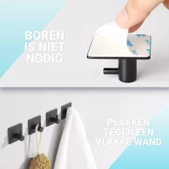 Qitch & Quisine Handdoekhaakjes - Set Van 3 Zwarte Haakjes - Zelfklevend - Waterbestendig - RVS -Grohe Winkel 1200x1200 1837