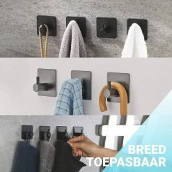 Qitch & Quisine Handdoekhaakjes - Set Van 3 Zwarte Haakjes - Zelfklevend - Waterbestendig - RVS -Grohe Winkel 1200x1200 1841