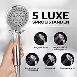 Universal Life® | DOUCHEKOP MET GRATIS SLANG EN HOUDER | Waterbesparend | Universeel | 5 Luxe Straalstanden | Chroom | RVS Slang | -Grohe Winkel 1200x1200 185