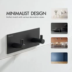 BOTC Handdoekhouder RVS - Handdoekhaakjes 2 In 1 RVS Zelfklevend - Rechthoekig Handdoek Haakjes - Handdoekhaak - Zwart -Grohe Winkel 1200x1200 1863