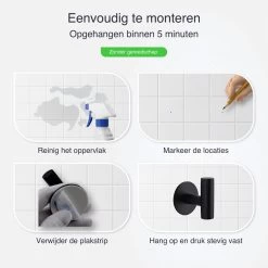 EAVY 2 Stuks Zelfklevende Handdoekhaakjes - Handdoekhouders - Plakhaakjes - Zwart -Grohe Winkel 1200x1200 1868