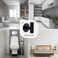 EAVY 2 Stuks Zelfklevende Handdoekhaakjes - Handdoekhouders - Plakhaakjes - Zwart -Grohe Winkel 1200x1200 1871