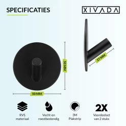 Handdoekhaakjes Zelfklevend - Zwart - Haakjes Handdoek 2st - Badkamer & Keuken -Grohe Winkel 1200x1200 1891