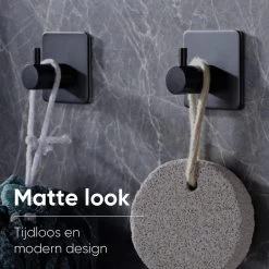 Trendfield Handdoekhaakjes Zelfklevend Zwart - 4 Vierkante Zwarte Handdoek Haakjes - Handdoekhaak - Zwart -Grohe Winkel 1200x1200 1893