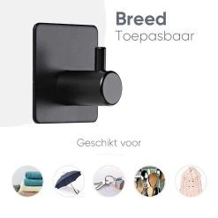 Trendfield Handdoekhaakjes Zelfklevend Zwart - 4 Vierkante Zwarte Handdoek Haakjes - Handdoekhaak - Zwart -Grohe Winkel 1200x1200 1895