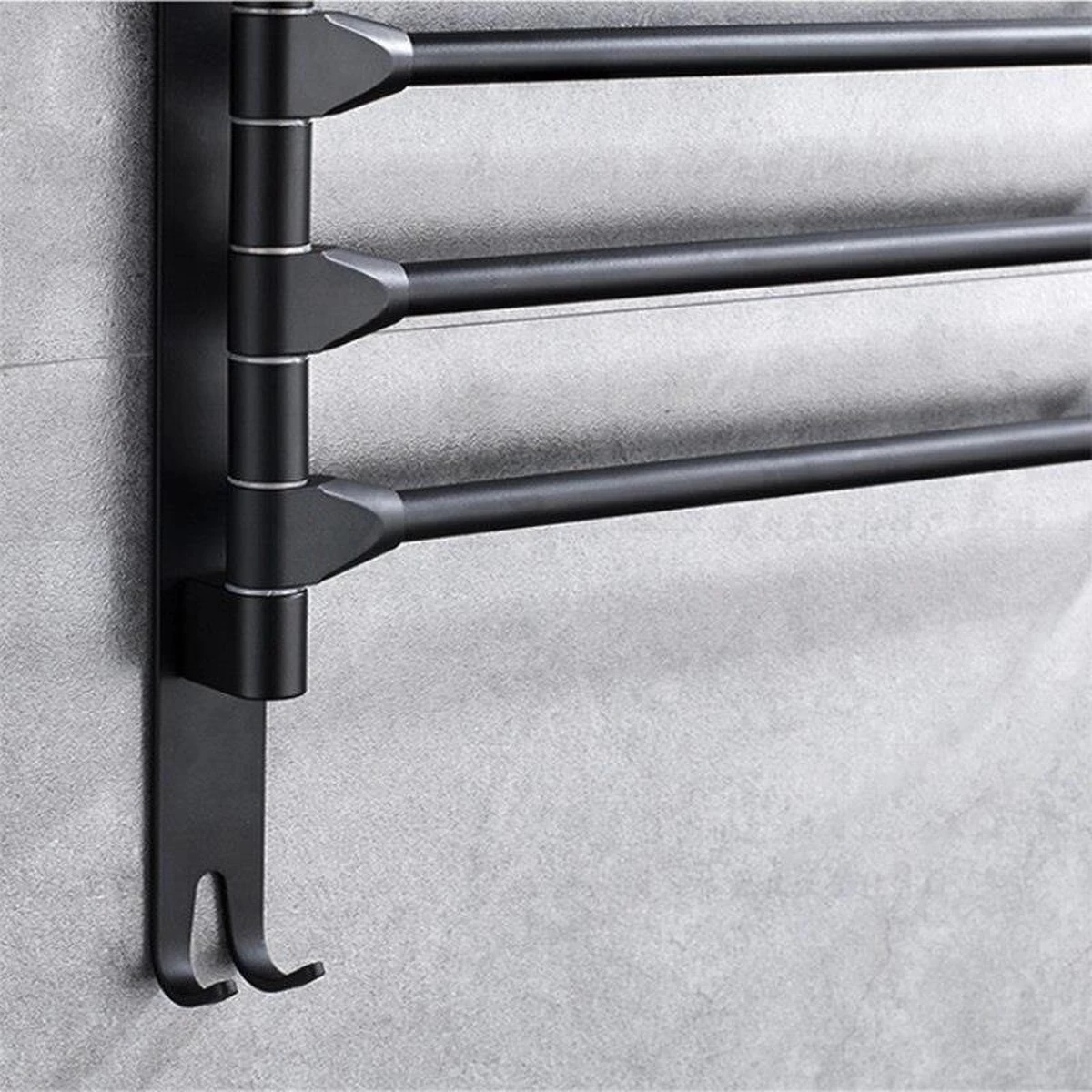 BOTC Handdoekrek - 5-armig Handdoekhouder - Handdoekstang - 180 Graden Verstelbaar - Badkamer - Zwart 7 BOTC Handdoekrek - 5-armig Handdoekhouder - Handdoekstang - 180 Graden Verstelbaar - Badkamer - Zwart - Image 7