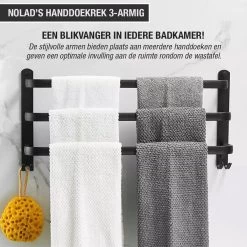 Nolad® Handdoekrek 3-armig - Handdoekhouder - Handdoekenrek - Zwart -Grohe Winkel 1200x1200 1907