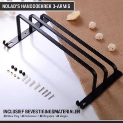 Nolad® Handdoekrek 3-armig - Handdoekhouder - Handdoekenrek - Zwart -Grohe Winkel 1200x1200 1908