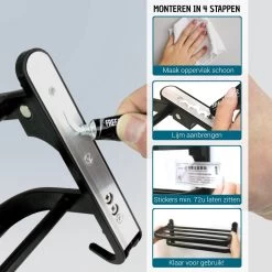 Vannons - Handdoekrek - Handdoekrek Badkamer - 2 Handdoeken - Handdoekrek Zelfklevend - Zwart -Grohe Winkel 1200x1200 1942