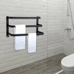 Qualux® Handdoekrek Inclusief Handdoek - 3 Stangen - Badkamer - Handdoekrek Zwart - Handdoekstang - Handdoekhouder - Handdoekenrek -Grohe Winkel 1200x1200 1944