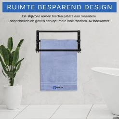 Qualux® Handdoekrek Inclusief Handdoek - 3 Stangen - Badkamer - Handdoekrek Zwart - Handdoekstang - Handdoekhouder - Handdoekenrek -Grohe Winkel 1200x1200 1946