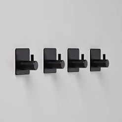 Handdoekhaakjes - Badkamer Zelfklevend – 4 Stuks – RVS - Zwart