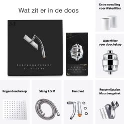 Regendouchekop XL Deluxe Ionisch Met Premium Waterfilter - Waterbesparend - ø 28 Cm - Inclusief Extra Navulling - Slang En Houder - Douchekop Met Filter - Regendouche - Handdouche - Hoge Druk - RVS - Douchefilter - Wellness - Spa -Grohe Winkel 1200x1200 197