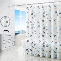 VAIVE Douchegordijn Blauw 180x200 - Anti Schimmel - Douchegordijnen - Ringen