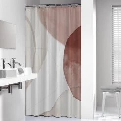 Sealskin Earth - Douchegordijn 180x200 Cm - Polyester Donkerroze / Off-white -Grohe Winkel 1200x1200 215