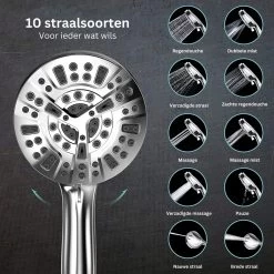 Ionische Dubbelzijdige Douchekop XL | 10 Straalsoorten | Antibacterieel | Antikalk Bescherming | Waterbesparend | Chrome -Grohe Winkel 1200x1200 23