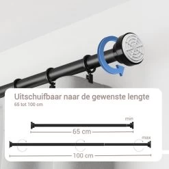 Qproducts Gordijnroede Zonder Boren - 65 Tot 100 Cm - Uitschuifbaar Douchegordijnstang - Uitschuifbare Klemstang - Metaal Zwart -Grohe Winkel 1200x1200 300