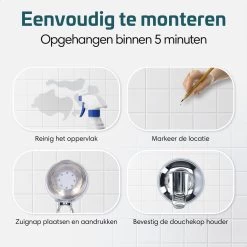 Moodcare® Verplaatsbare Douchekophouder Zelfklevend - Chroom – Douchekop Houder Zonder Boren – Wandhouder Douchekop Zuignap -Grohe Winkel 1200x1200 390