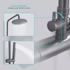 LOMAZOO Regendouche Met Thermostaatkraan - Douche Badkamer - Gun Metal / Antraciet [LYNN] -Grohe Winkel 1200x1200 424