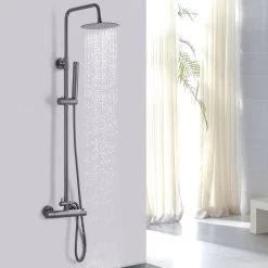 LOMAZOO Regendouche Met Thermostaatkraan - Douche Badkamer - Gun Metal / Antraciet [LYNN] -Grohe Winkel 1200x1200 426