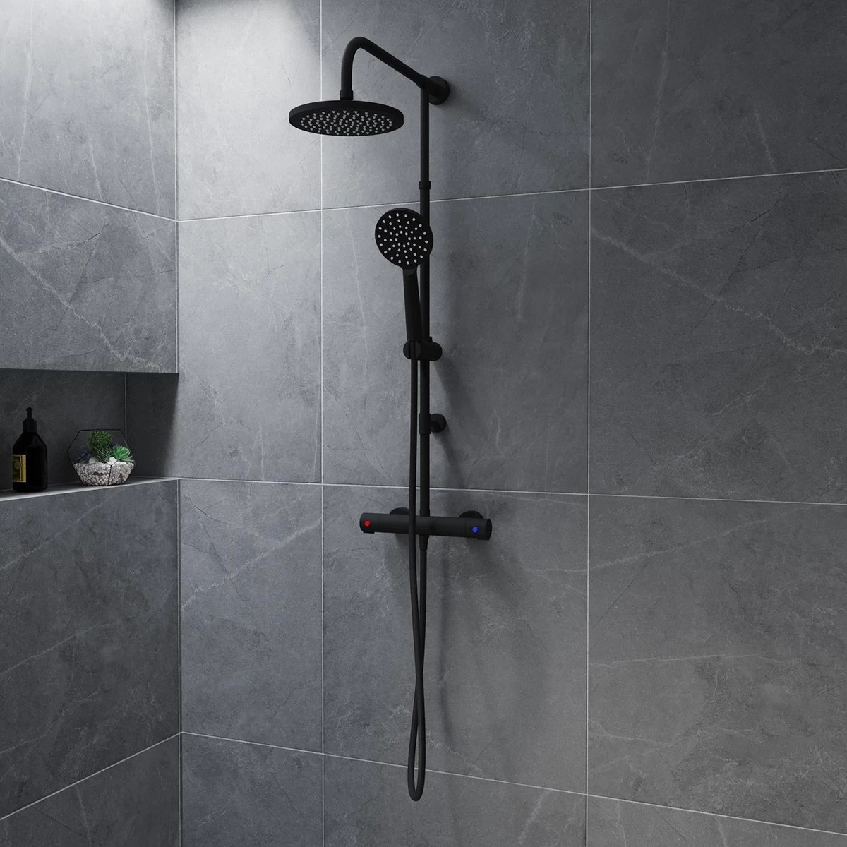 4bathroomz® Zwarte Regendouche Met Thermostatische Kraan - 20cm Hoofddouche 3 4bathroomz® Zwarte Regendouche Met Thermostatische Kraan - 20cm Hoofddouche - Image 3